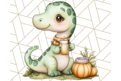 Fall Dinosaur PNG Clipart with Autumn Elements, Cute Dino Product Image 3