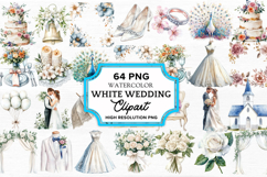 White Wedding Watercolor Clipart Bundle PNG Product Image 1