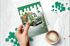 Cute Lucky Truck with Gold Greeting Card PNG Sublimation Des Product Image 1