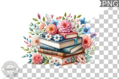 Books Flowers Sublimation- Clipart PNG Design Product Image 1
