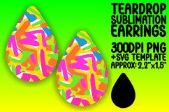 Neon Shimmer Teardrop Earring Sublimation Design Product Image 1