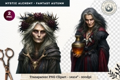 Gothic Witch Mystic Alchemy Clipart, Autumn Apothecary PNG Product Image 1