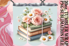 Uplifting spirits 20oz tumbler wrap, Book and flower Product Image 1
