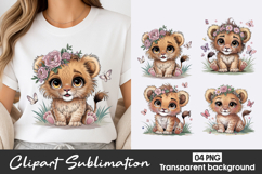 Cute Puppy Flower Clipart PNG Product Image 1