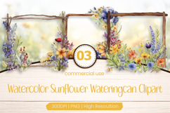 Sunflower Watering Can Clipart PNG Product Image 1