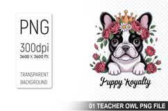 Cute Floral Dog, Animal Sublimation Clipart PNG Product Image 1