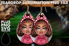 Joyful Teardrop Earrings ART IDEAS, Afro Girl Product Image 1