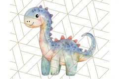 Watercolor Dinosaur and Rainbow PNG Clipart, Baby Nursery Product Image 3