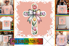 Cheerful Tote Bag Gift Magic PNG, Cross and Bow Product Image 1