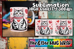 Pure joy 11oz 15oz sublimation wrap, Valentines Cat Product Image 1