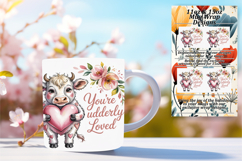 GLAMOROUS 15oz Mug Wrap PNG Design , Cute Cow Product Image 1