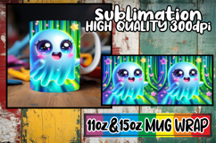 Radiant hearts 11oz 15oz sublimation wrap, 3D Cute Ghost Product Image 1