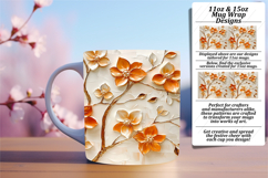 Graceful 11oz Mug Wrap Png Design , 3D Flower Product Image 1