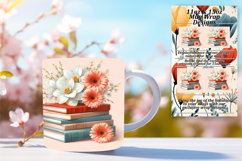 Floral 15oz Mug Wrap Png Design , Books Product Image 1