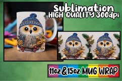 Holiday Owl Mug Wrap Embroidered Christmas Design Product Image 1