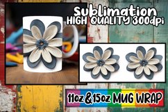Floral 3D Sublime Mug Wrap - 11/15oz Elegant Design Product Image 1