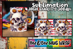 Radiant vibes 11oz 15oz sublimation wrap, Skull USA Product Image 1