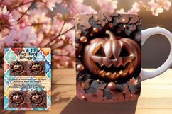 Charming 15oz Mug Wrap Png Template , 3D Pumpkin Product Image 1