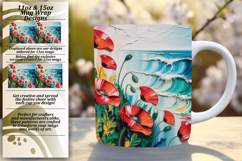Bold 15oz Mug Wrap Png Template , Flowers Product Image 1