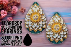 Bold Teardrop Earrings Sublimation Art , Mandala Product Image 1