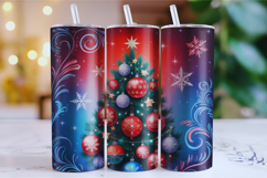 Merry Christmas Tree Tumbler Wrap | Christmas Wrap Product Image 1