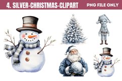 Silver Christmas Clipart Sublimation PNG Product Image 1