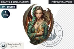 Fantasy Dragon witch clipart, enchantress, dragon egg queen Product Image 1