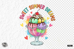 Watercolor Summer Ice Creams Clipart Product Image 1