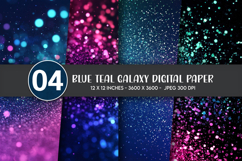 Blue Teal Galaxy Digital Paper Product Image 1