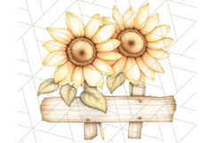 Rustic Sunflower Clipart, Soft Country Farmhouse Florals Png Product Image 3