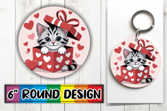 Bright Round Coasters Design PNG, Cat Valentin's Day Product Image 1