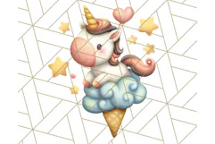Cute Dessert Unicorn PNG Clipart with Cupcakes & Candies Product Image 3