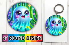 Sweet Keychain Round Design PNG, 3D Cute Ghost Product Image 1