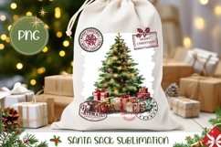 Vintage Christmas Tree Santa Sack, Cartoon Christmas PNG Product Image 1