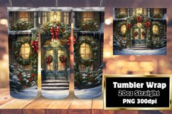 Snowy Magic Village Tumbler PNG Wrap 20oz Product Image 1