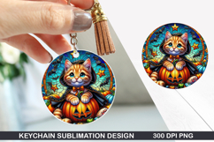 Kitten Keychain Sublimation - Halloween Keychain PNG Design Product Image 1