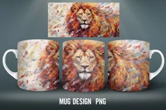 Lion Mug Wrap Sublimation Designs|Impasto Painting Mug Wra Product Image 3