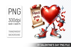 Watercolor Valentine Heart Character Clipart PNG Bundle Product Image 18