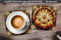 Pumpkin Coaster Sublimation, Halloween Coaster PNG Design Product Image 1
