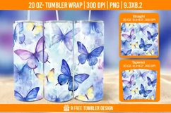 3d Cute Butterfly Tumbler Wrap Designs, Sublimation Wrap Product Image 1