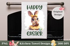Happy Easter Towel, 3D Easter Bunny Towel Sublimation Product Image 1