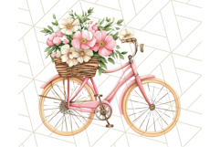 Bicycle with Flowers PNG, Pastel Spring Floral Bike Clipart Product Image 3