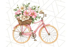 Bicycle with Flowers PNG, Pastel Spring Floral Bike Clipart Product Image 3