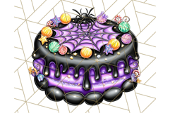 Whimsical Halloween Cake Clipart PNG, Spooky Desserts Product Image 3