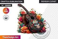 Floral Day of the Dead Clipart PNG sugar skull la catrina Product Image 1
