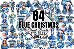 Blue-Christmas-Clipart-Sublimation Clipart Bundle PNG Product Image 1