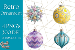 Retro Ornament Clipart PNG, Vintage Christmas Clip Art Product Image 1