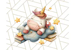 Magical Bookish Unicorn PNG Clipart Reading Books & Stories Product Image 3