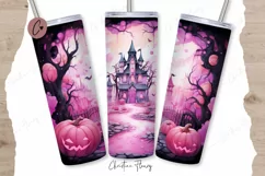 Watercolor Halloween Scene Tumbler Wrap PNG Product Image 1