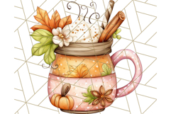 Fall Drink Clipart PNG, Cozy Autumn Cocoa and Latte Art Product Image 3
